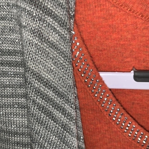 AB Studio shimmery Cardigan and Buffalo orange tank top with bling outline M/L - Picture 11 of 11